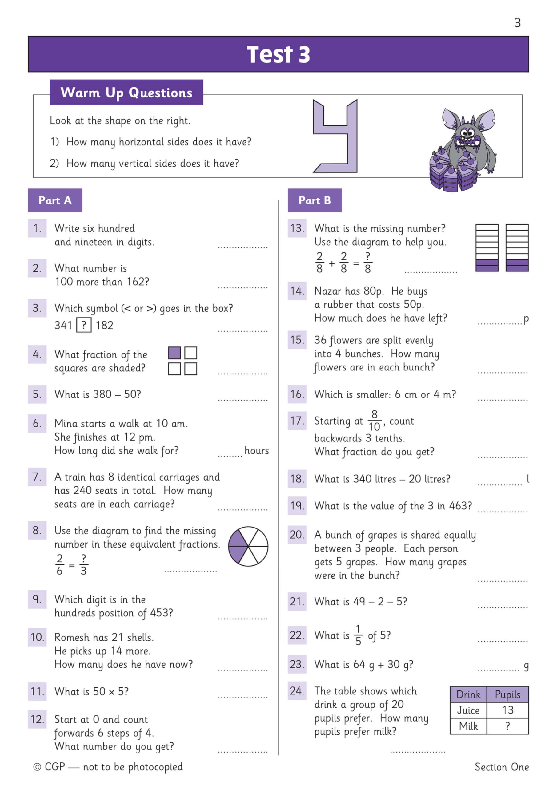 CGP Books New KS2 Maths Year 3 Mental Arithmetic Targeted Question Book - Ages 7-8 | Paperback 4