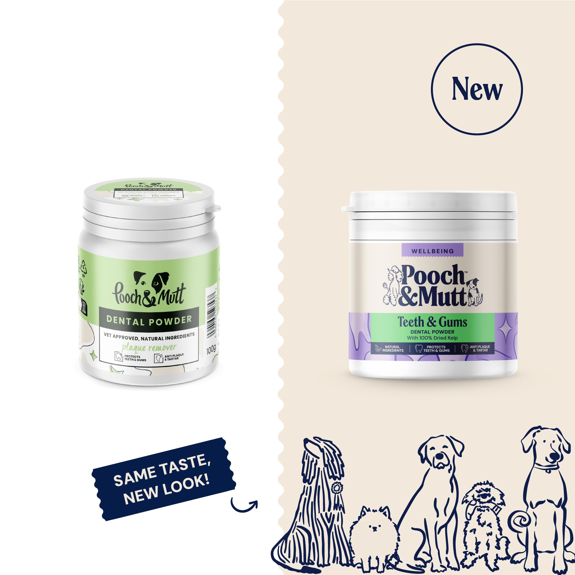 Pooch & Mutt Dog Dental Powder - 100g Natural Sea Kelp for Tartar & Plaque Removal
