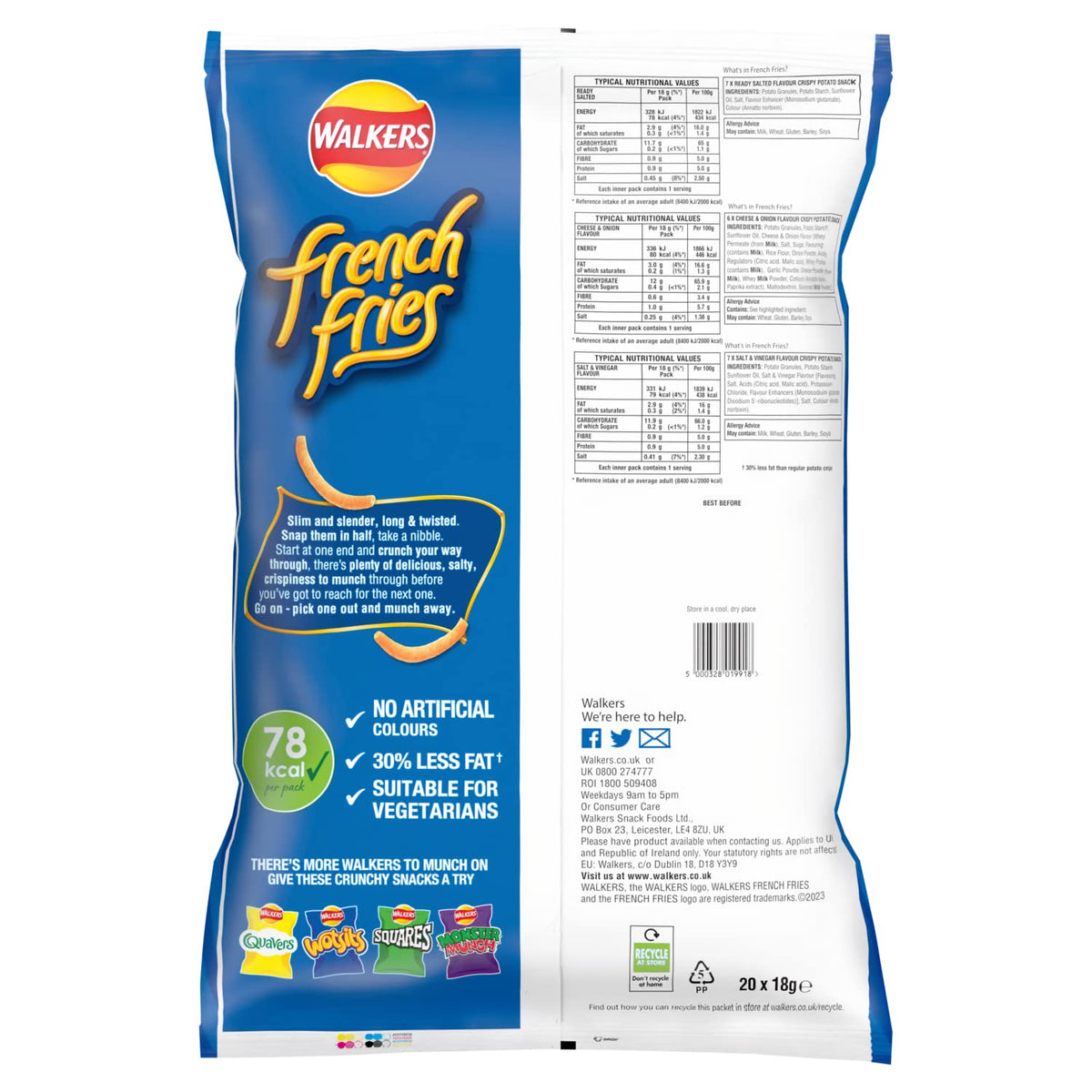 Walkers French Fries Variety Crisps Multipack - 20pk (Pack of 5)