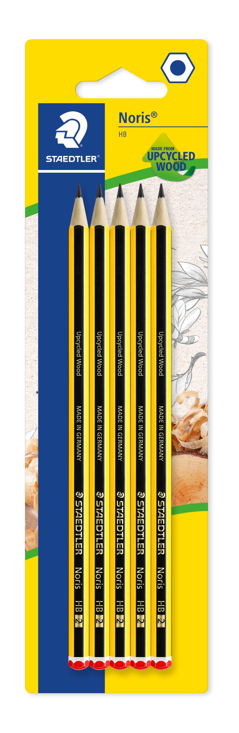 STAEDTLER Noris HB Pencils - Break-Resistant Lead | Sustainably Managed Wood | Pack of 5