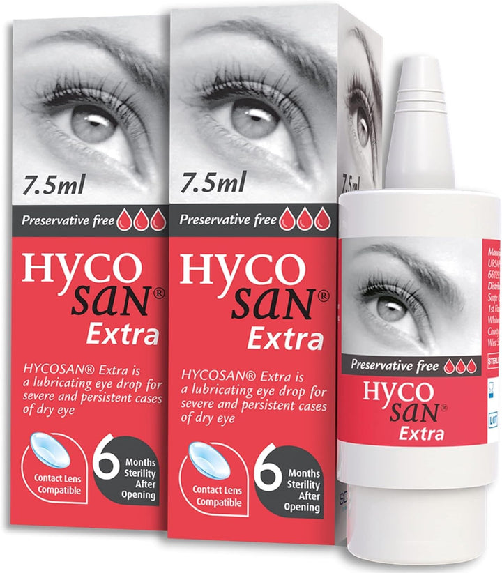 Hycosan Extra - Double Pack - Preservative Free Eye Drops with Sodium Hyaluronate 0.2% for Severe Dry Eye Relief