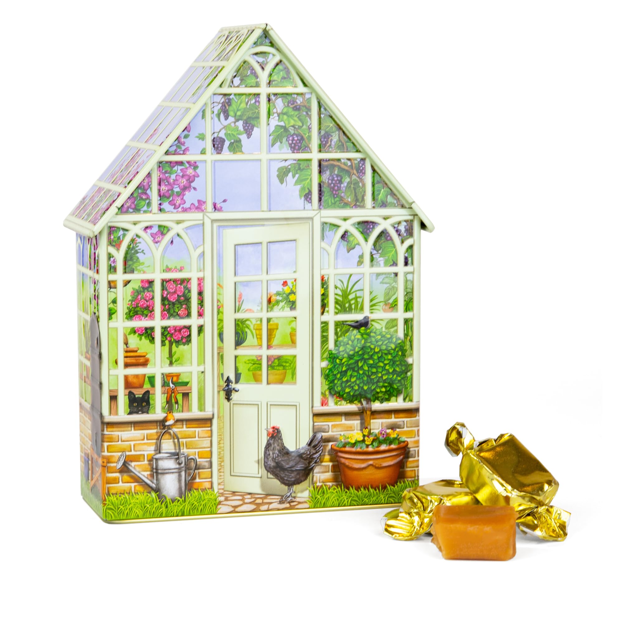 The Silver Crane co. Small Green House Devon Toffees Tin - 200g Traditional Sweets Gift | Vegetarian Friendly 1