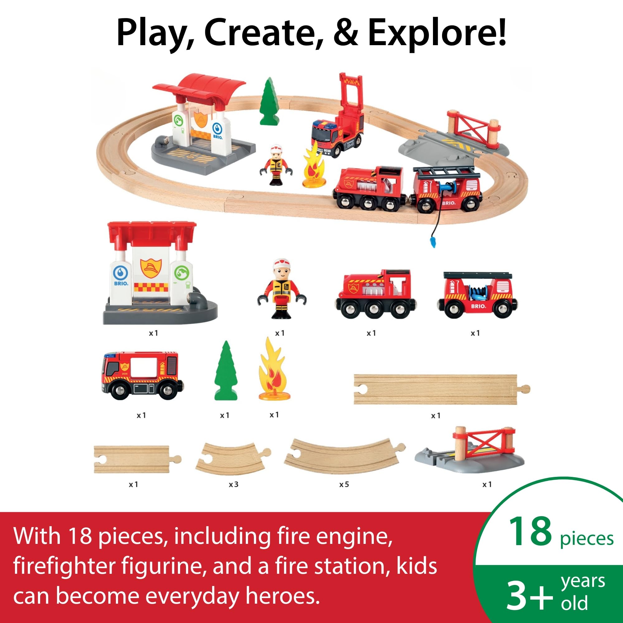 BRIO World Fire and Rescue Firefighter Set with Wooden Railway Train Accessories 3