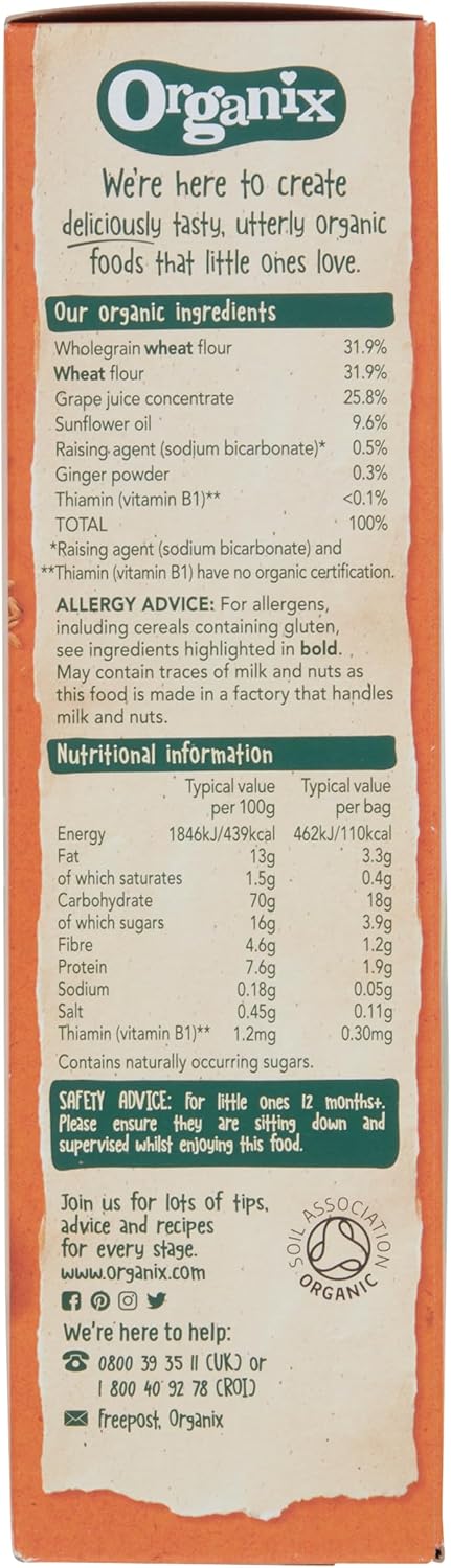 Organix Mini Gingerbread Men Organic Toddler Snack Biscuits Multipack, No Added Salt, 500g 2