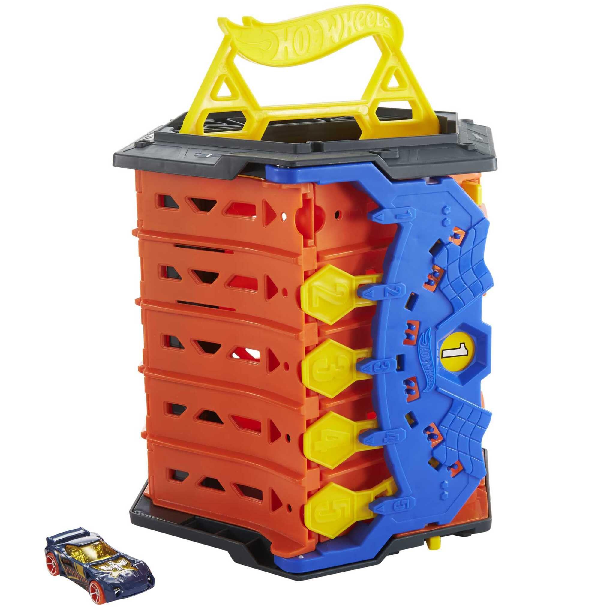 Hot Wheels Roll Out Raceway Track Set - 5-Lane Racing & Toy Storage Bucket | Ages 4+ 6