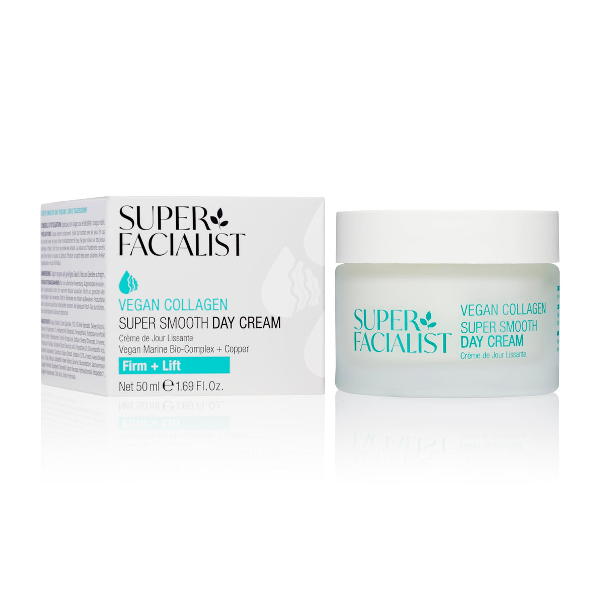 Super Facialist Vegan Collagen Super Smooth Day Cream - 50 ml Moisturising Cream for Wrinkles