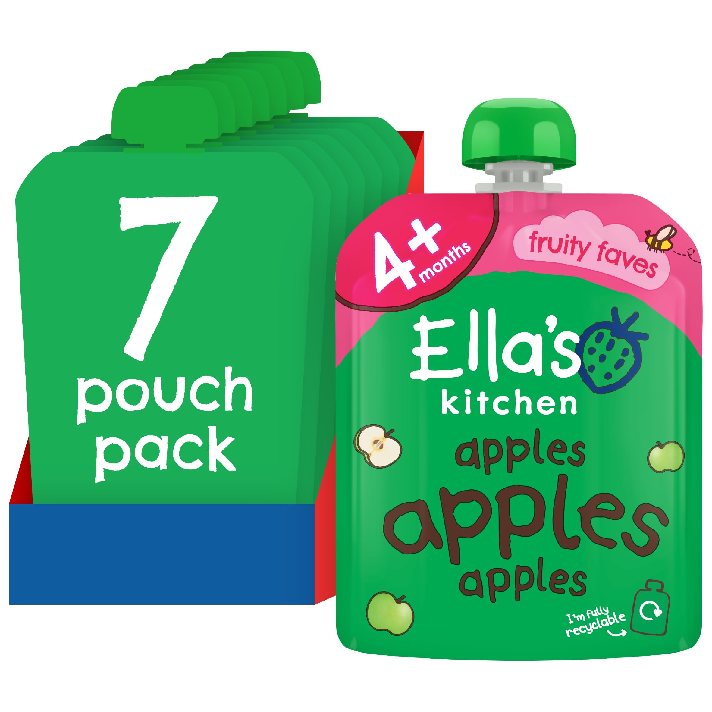 Ella's Kitchen Stage 1 First Taste Apples Puree | Organic Baby Food | 70g (Pack of 7)