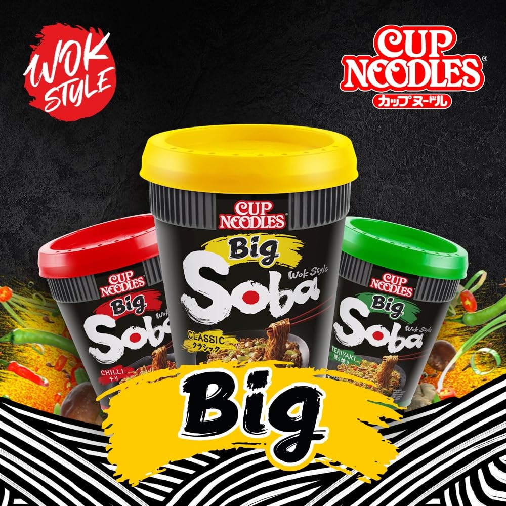 NISSIN Soba Big Classic Instant Wok Style Noodles - 113g Pot (Pack of 6) | Vegetarian-Friendly 6