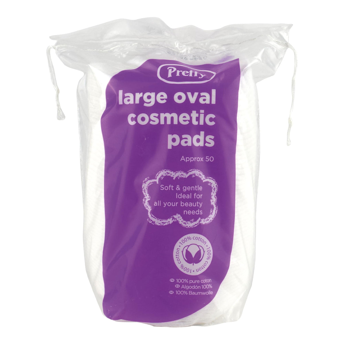 Pretty Large Oval Cotton Cosmetic Pads - 50 Count | Lint Free, Non Fleecing | Gentle Cleansing & Makeup Removal