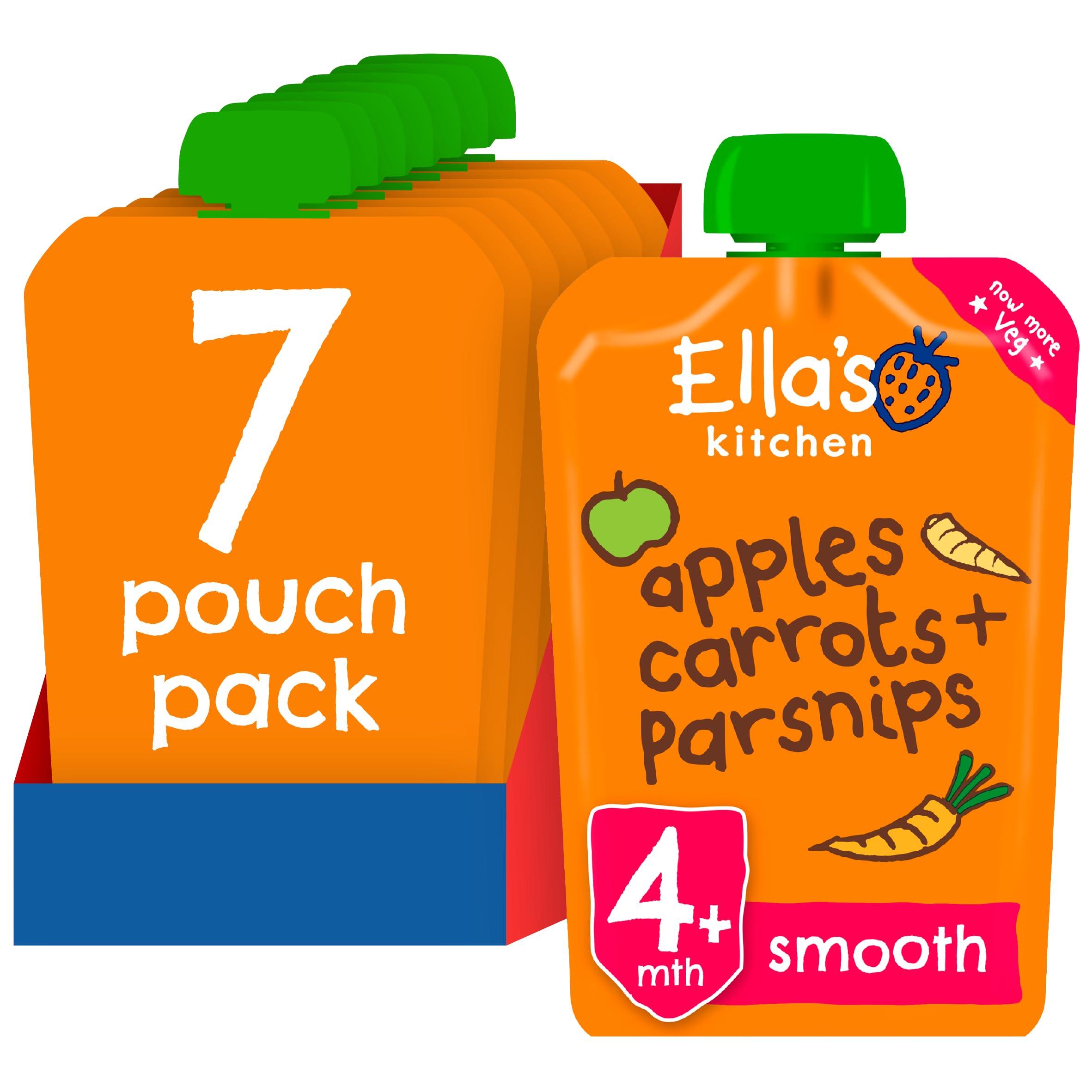 Ella's Kitchen Stage 1 Organic Carrot Apple and Parsnip Puree | 120g Pouches (Pack of 7) 1
