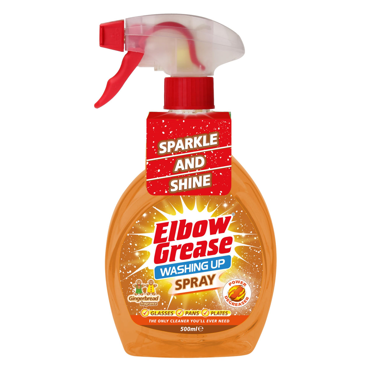 Elbow Grease Washing Up Spray - Fast-Acting Degreaser, Gingerbread Scent | 500 ml