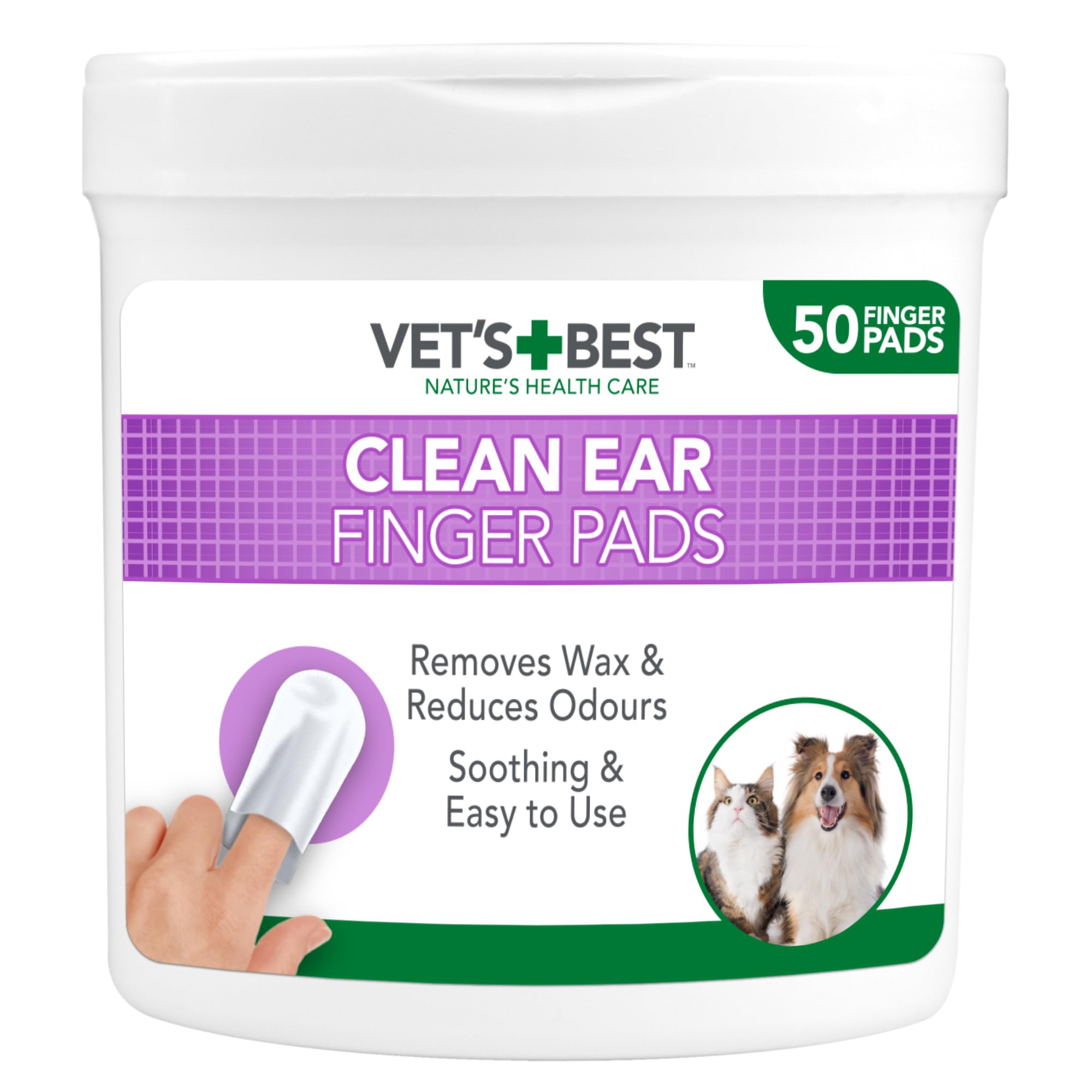 Vet's Best Ear Relief Finger Wipes for Dogs - Soothes & Deodorizes | 50 Disposable Wipes