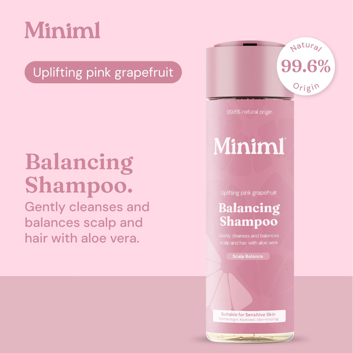 Miniml Balancing Shampoo - Pink Grapefruit & Aloe Vera | 400ml | Vegan 2