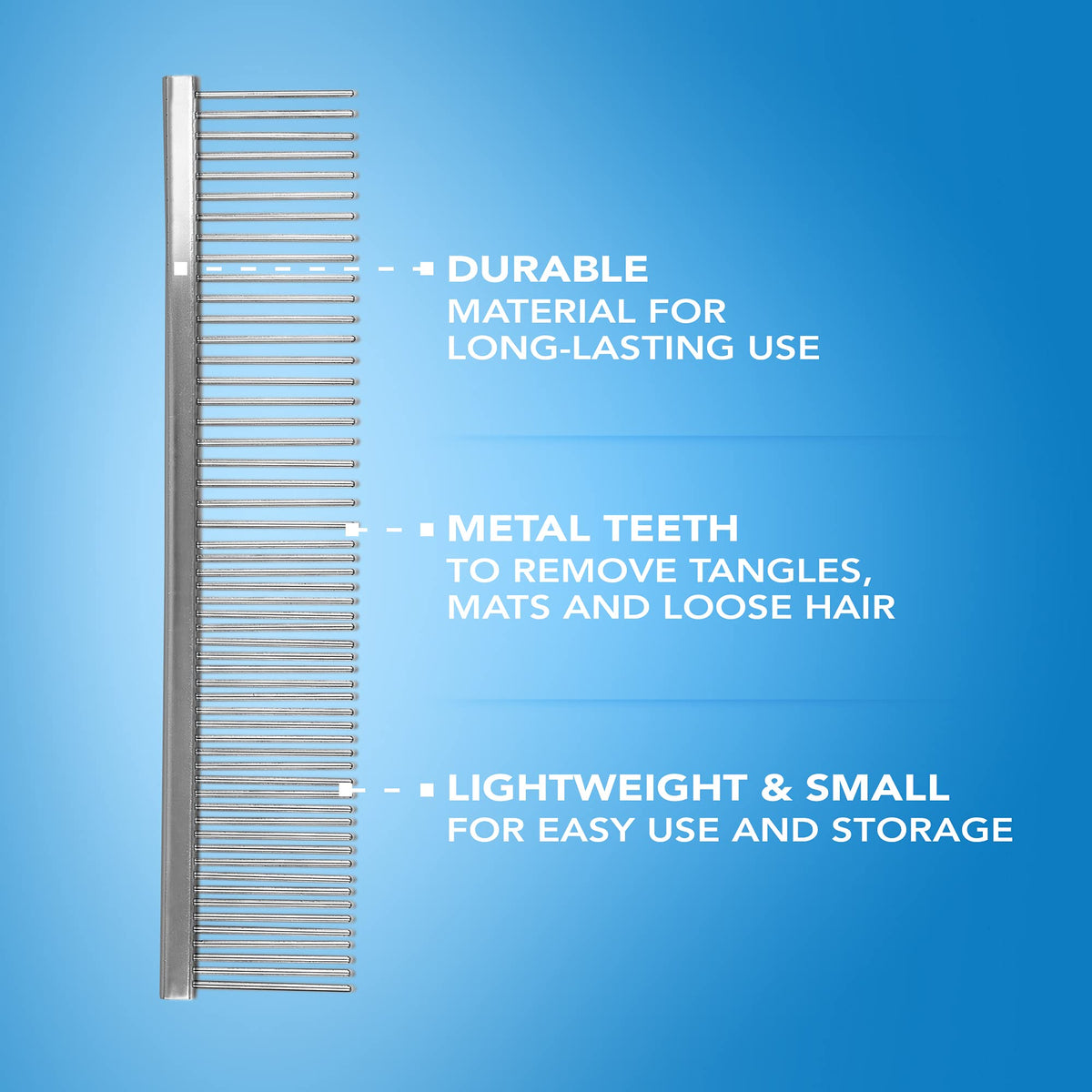 Wahl Metal Grooming Comb - Stainless Steel, Coarse and Fine Teeth, 24 cm