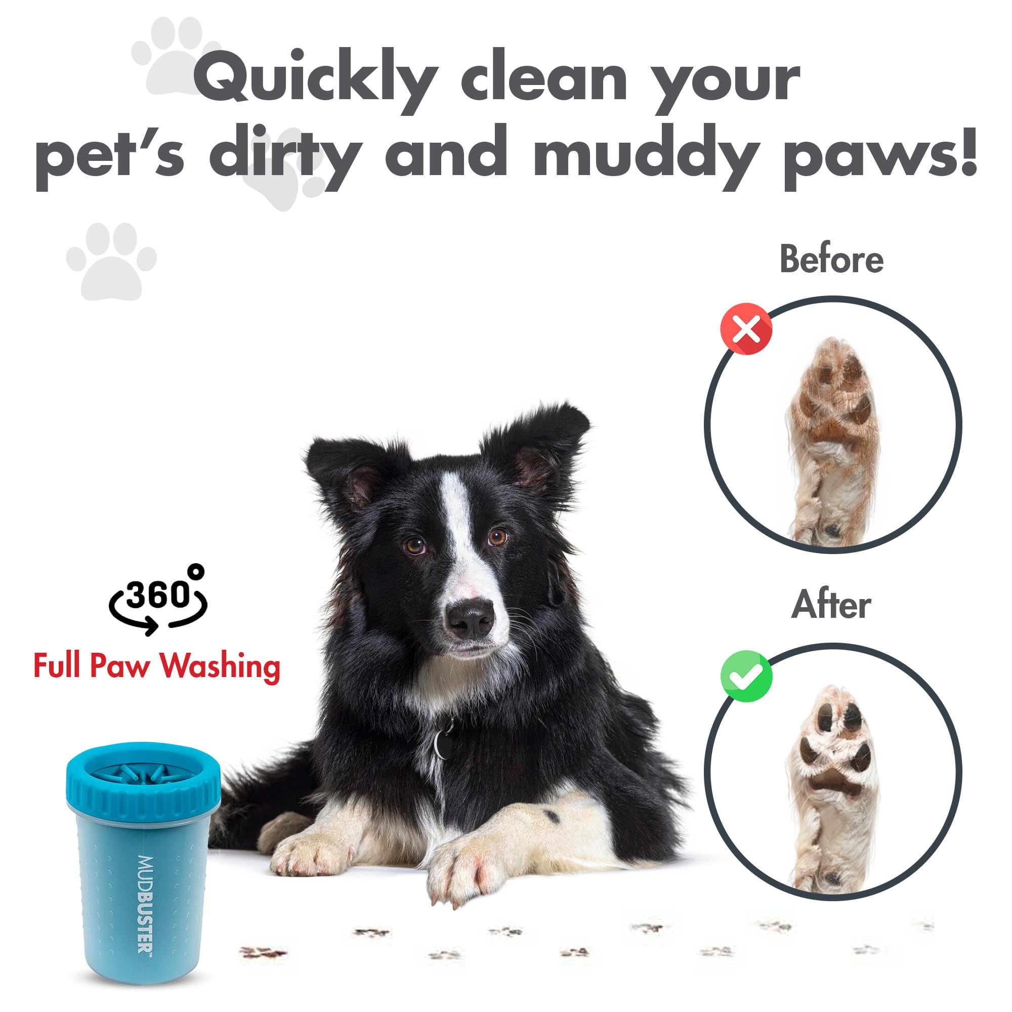 Dexas MudBuster Portable Dog Paw Cleaner - Medium Size, Blue Silicone Bristles 4