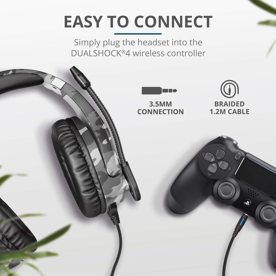 Trust GXT 488 Forze-G Gaming Headset for PS4 and PS5 – Officially Licensed with 50mm Drivers, Foldable Mic, Inline Remote, Grey