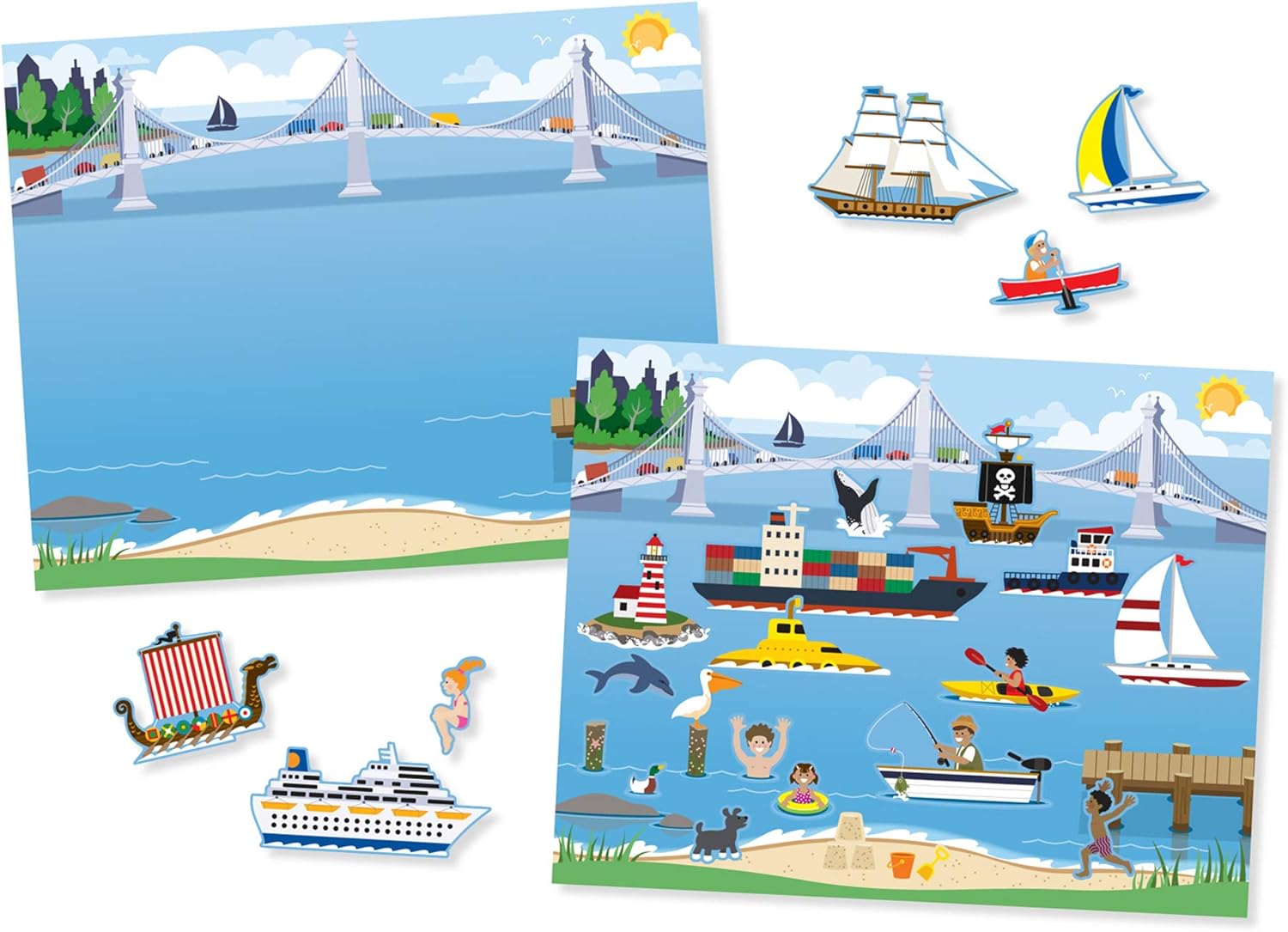 Melissa & Doug Reusable Sticker Pad - Vehicles | 165 Stickers & 5 Scenes | 3+ 4
