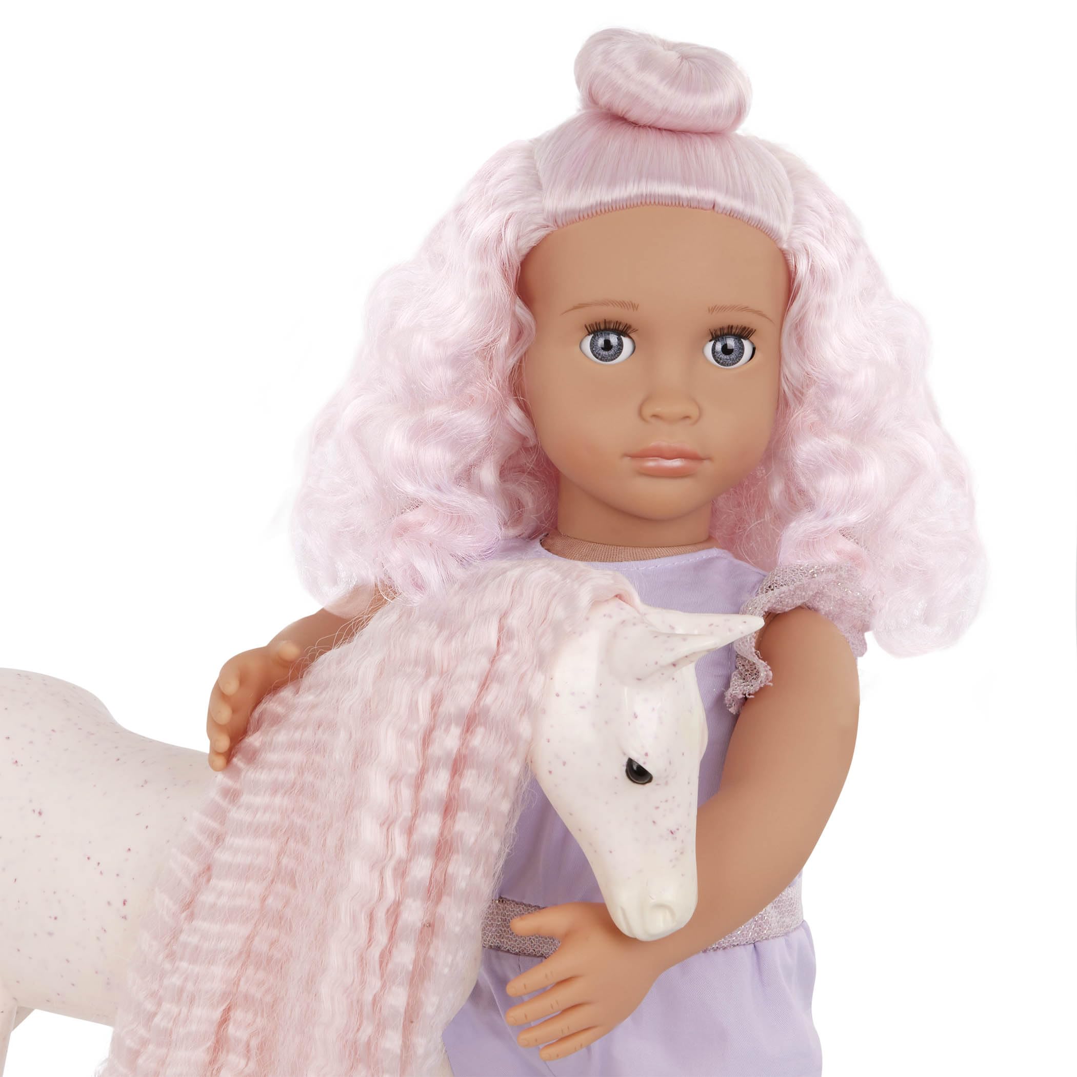 Our Generation Elara & Lumina 18-Inch Doll & Horse Foal Set with Matching Pink Hair Accessories 3