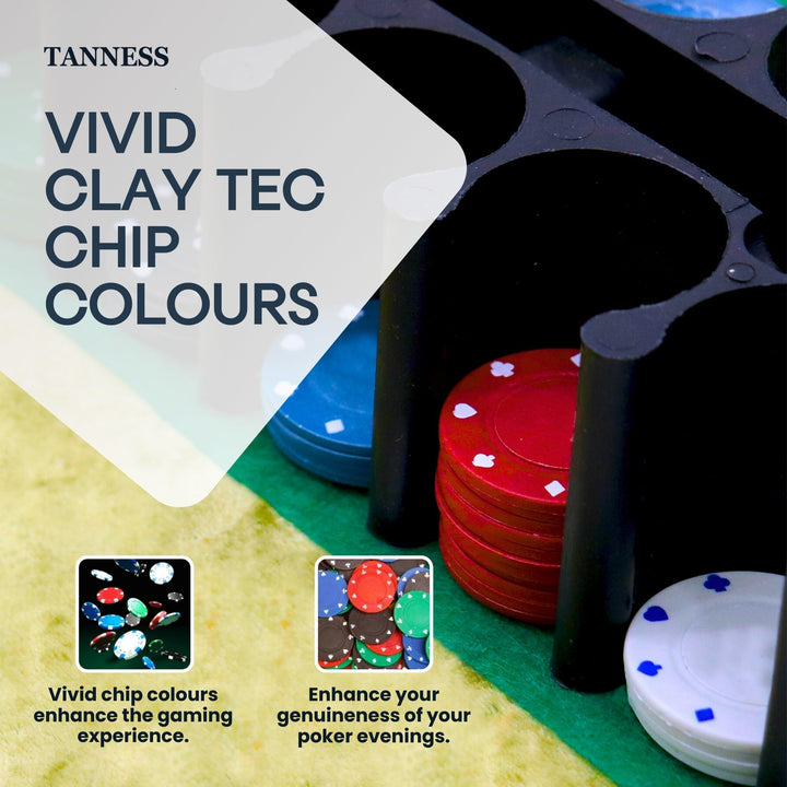 Tanness 200 Pcs Casino Poker Set with Chips, Cards, and Playing Mat for Texas Hold'em and Blackjack