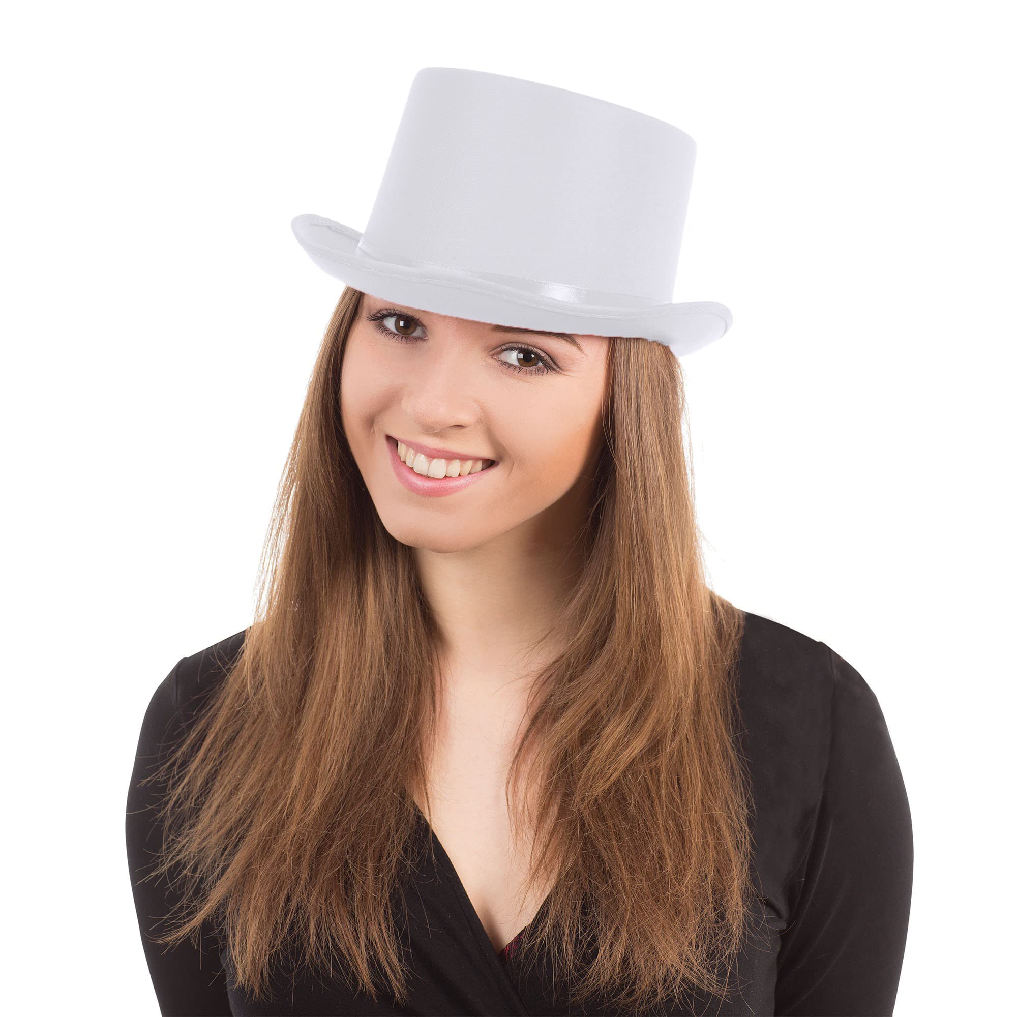 Bristol Novelty BH477 White Satin Look Top Hat, Unisex Adult 1