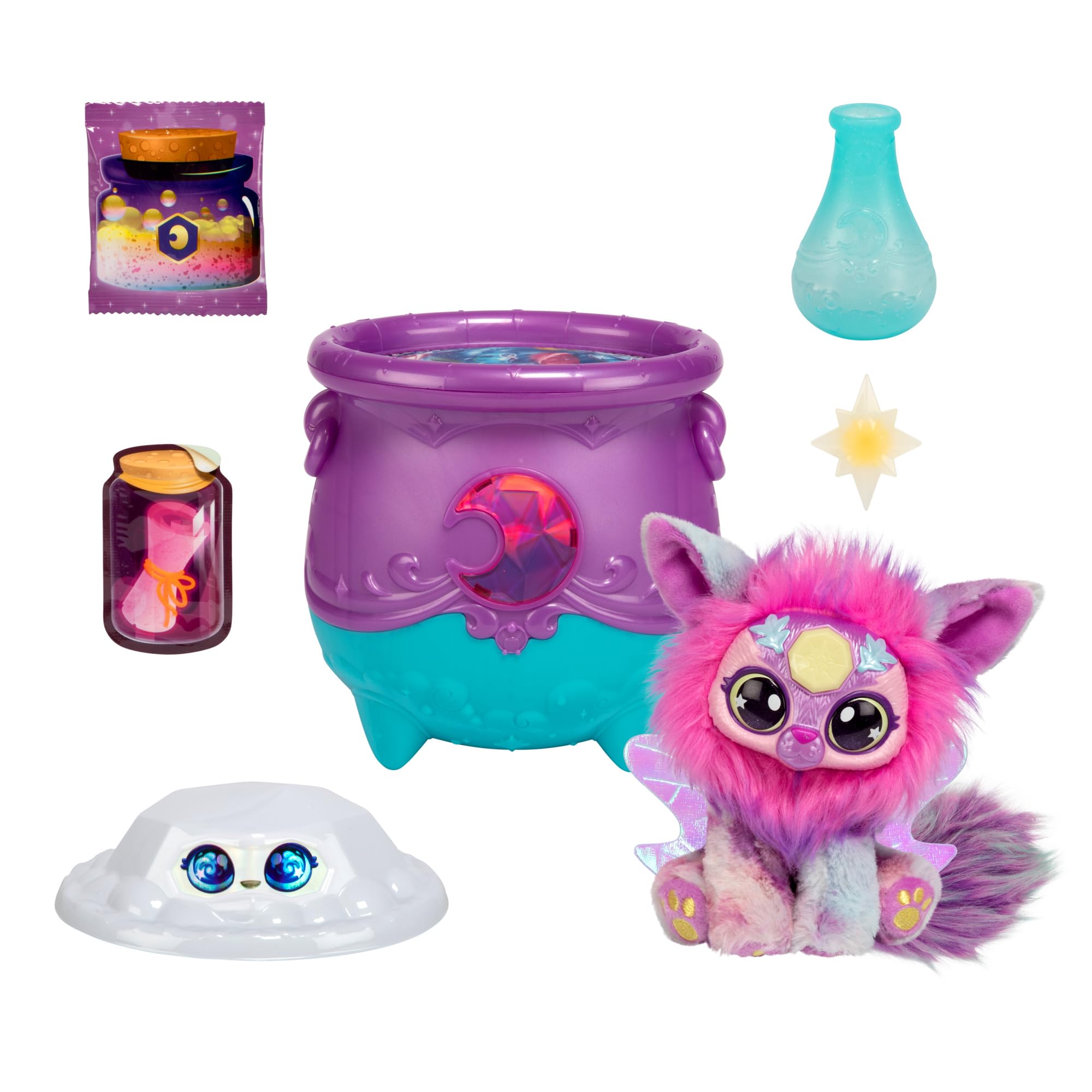 Magic Mixies Magical Gem Surprise Cauldron - Moon Magic with Shimmer Eyes & Glow Ring 1