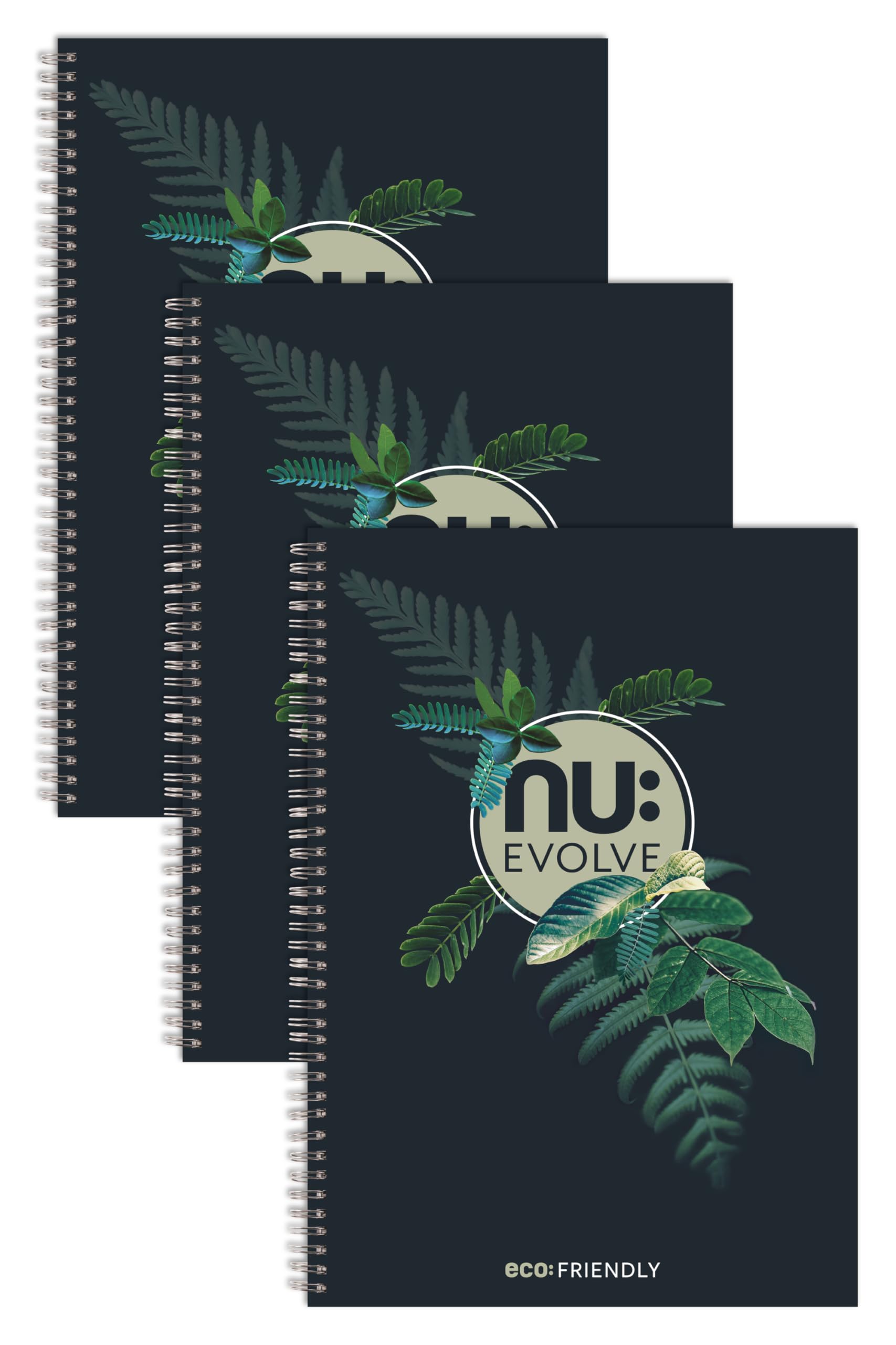 nu: Evolve Recycled A4 Wirebound Notebook - 3 Pack | Ruled | 80gsm Paper | Soft Cover