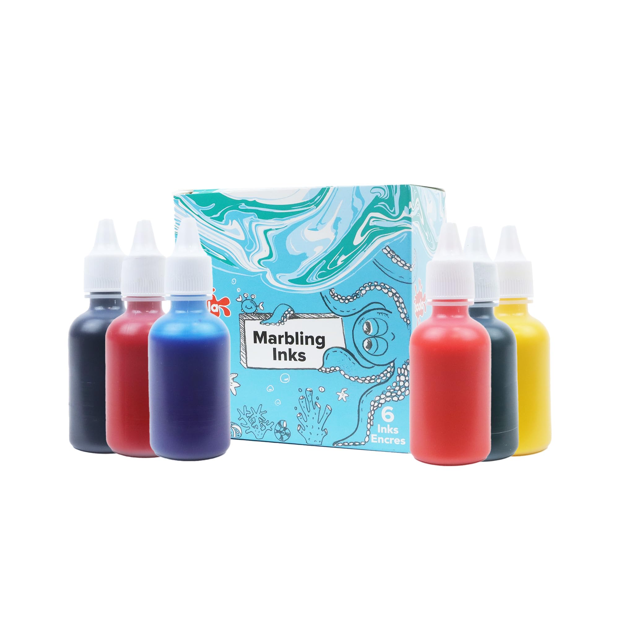 scola Marbling Ink - Oil Based | 6 Assorted Colours, 25ml Bottles | Model MI25/6/A 1