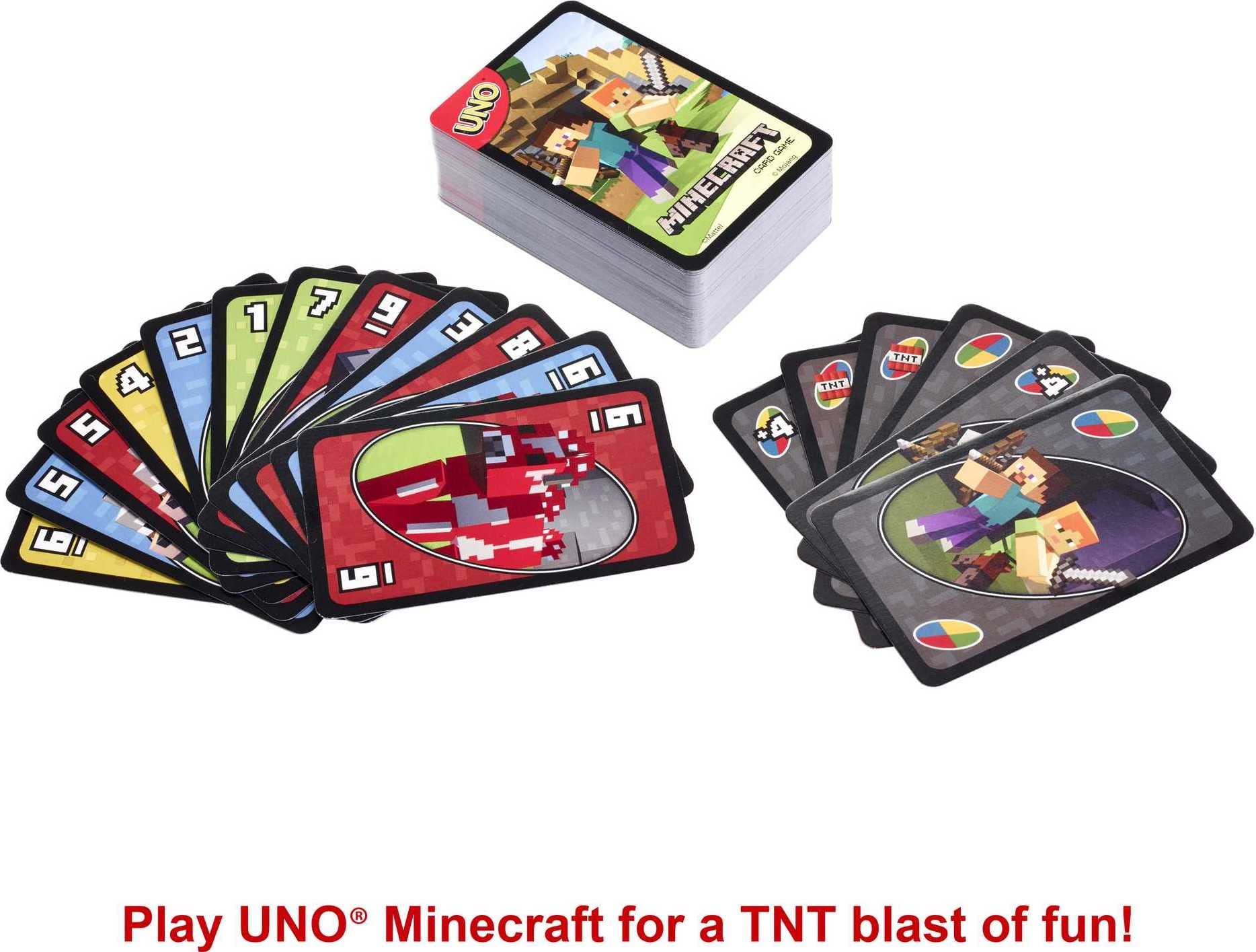 Mattel Games UNO Minecraft Edition Card Game | 2-10 Players | Ages 7+ | Multicolor 4