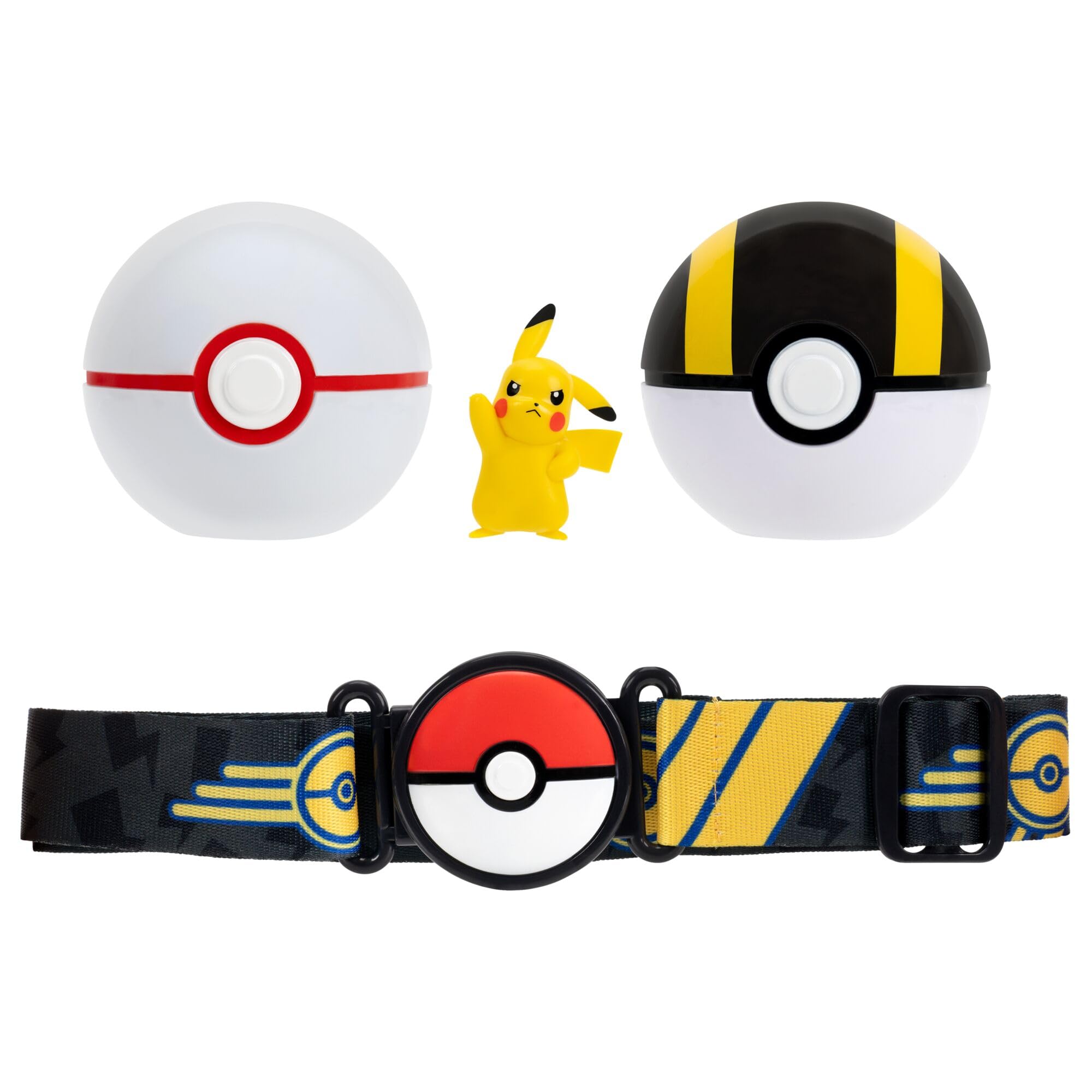 Pokémon Pikachu Clip ‘N’ Go Belt Set - 2-Inch Battle Figure with Premier and Ultra Ball