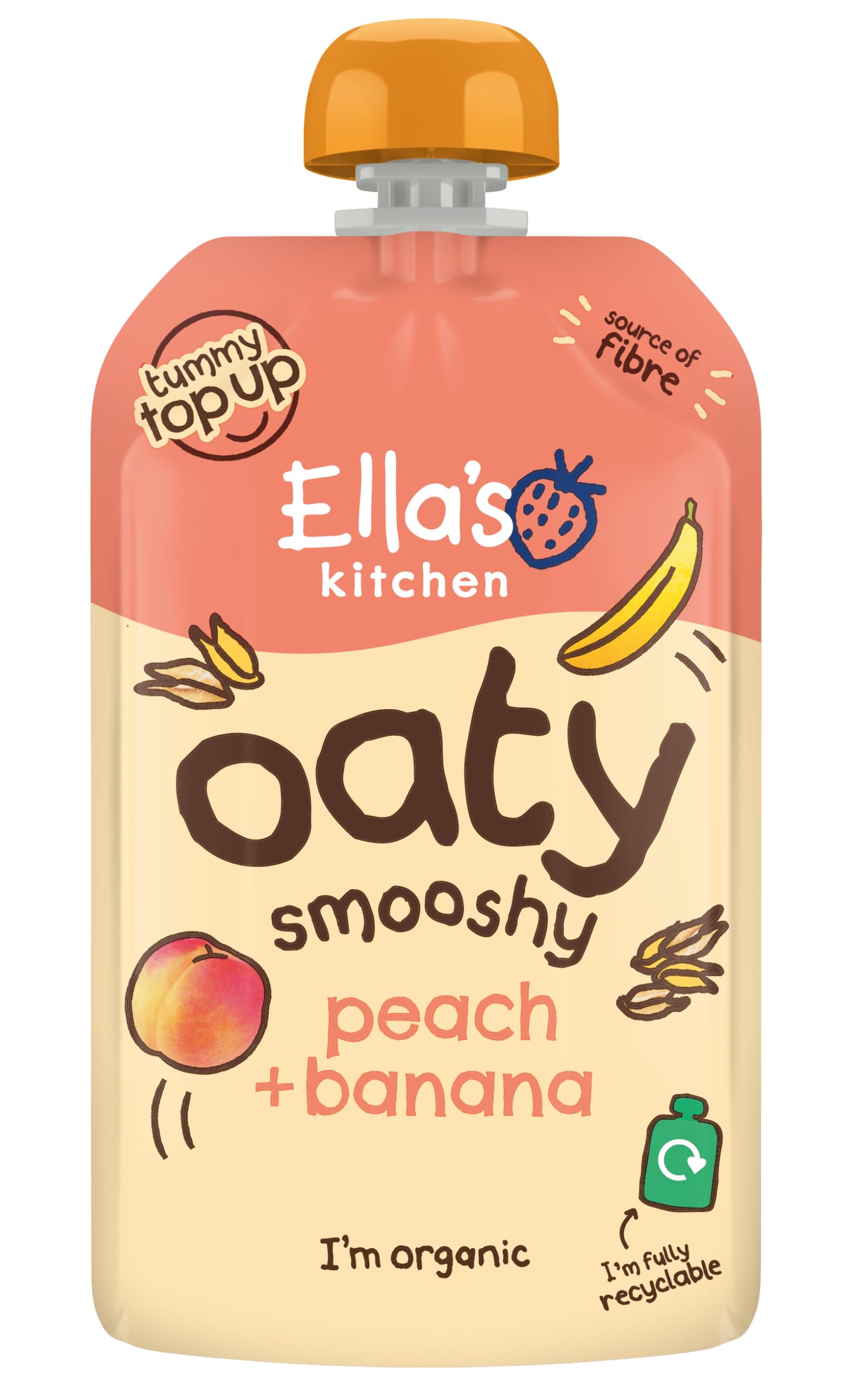 Ella's Kitchen Peach + Banana Oaty Smooshy 4 x 90g