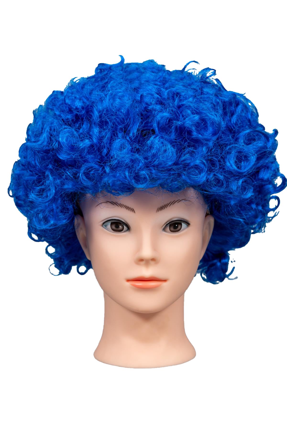 SHATCHI Blue Afro Wig Curly Bouncy Hair for Fancy Dress Party Costume Disco 60s 70s 80s Theme Unisex 9