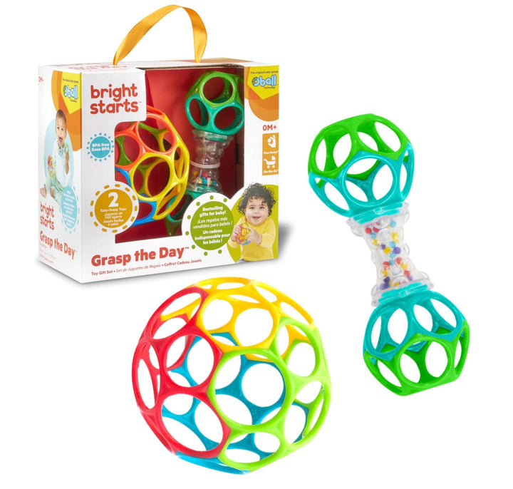 Bright Starts Easy-Grasp Oball Bundle Gift Set - Grasp The Day, Shaker & Classic Ball
