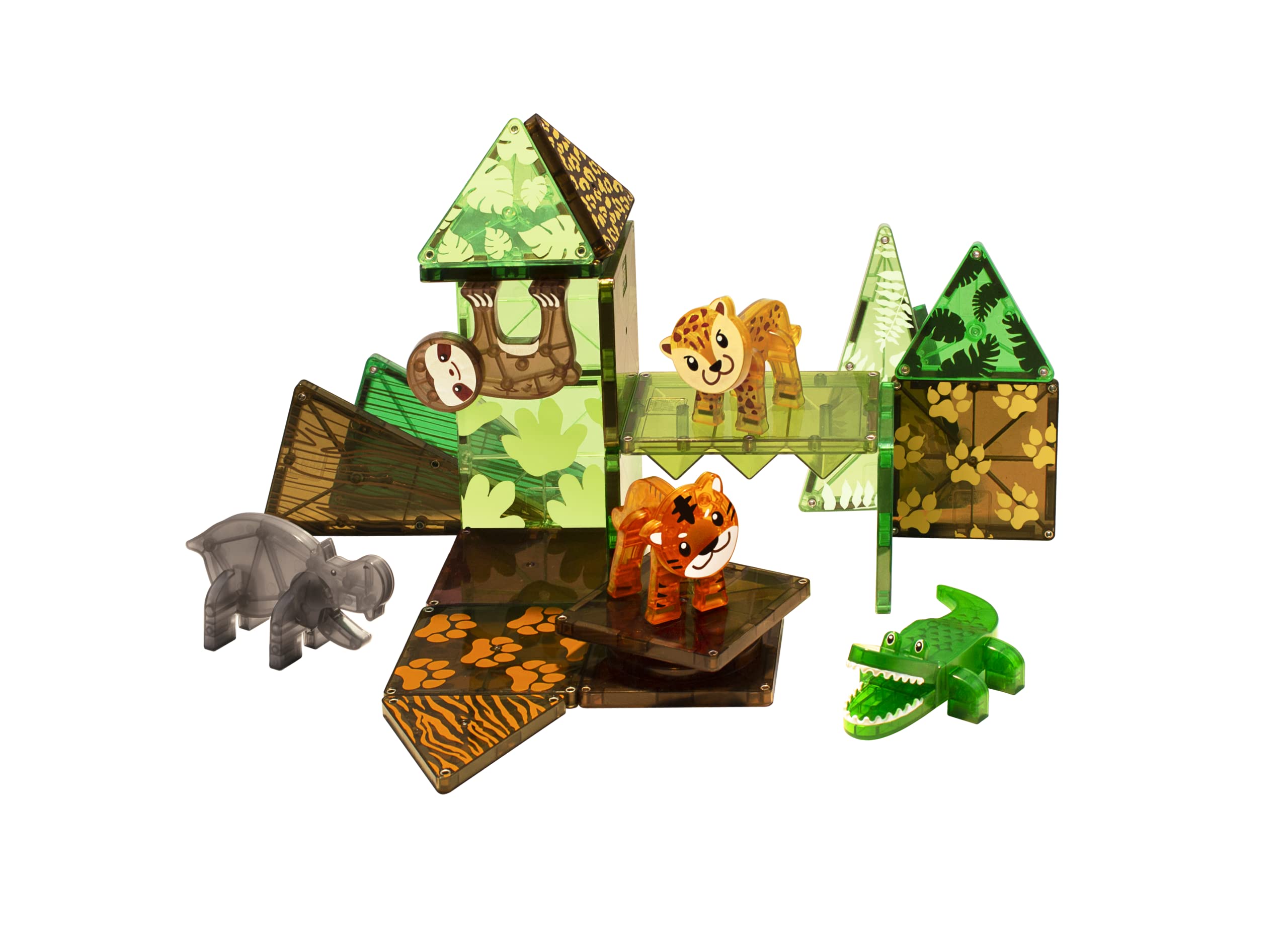 Magna-Tiles Jungle Animals 25-Piece Set - Magnetic Building Tiles, Clear Colors, Ages 3+ 5