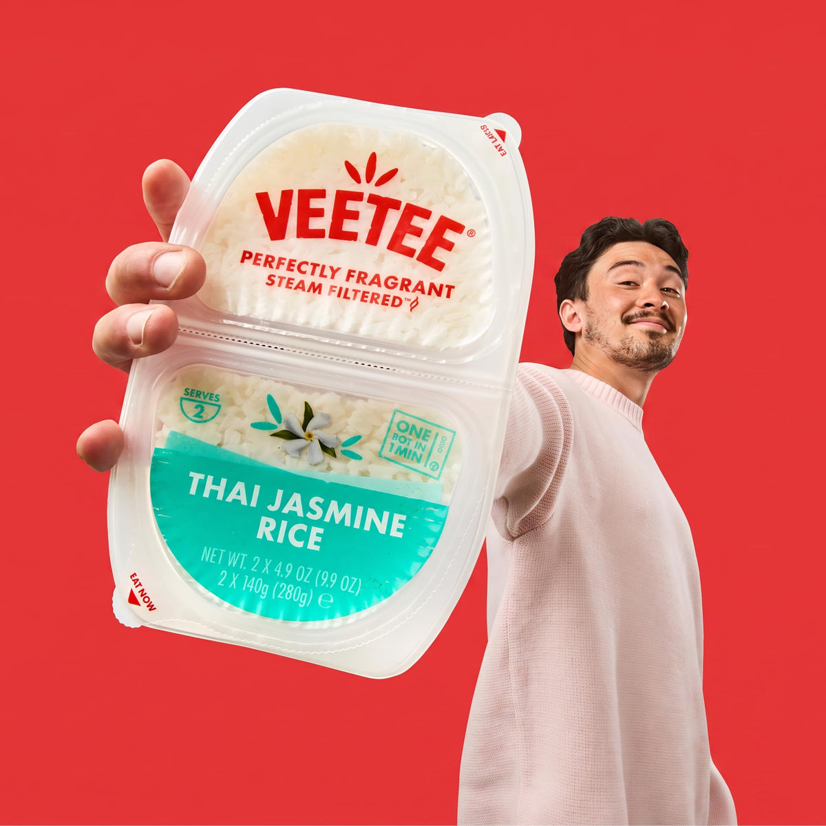 VEETEE Thai Jasmine Rice Twin Pots - 280 g, Pack of 6