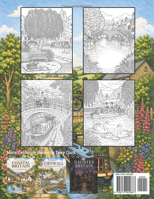 British Canals and Waterways Colouring Book for Adults - 50 Illustrations, Paperback, 104 Pages