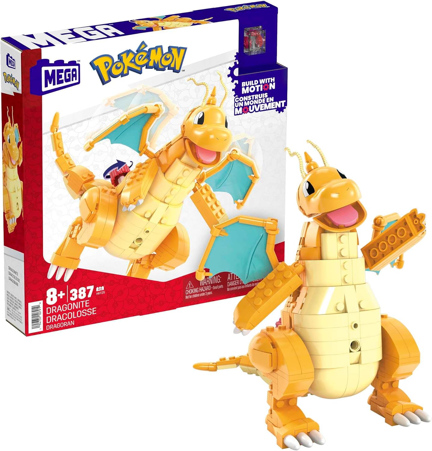 MEGA Pokémon Dragonite Building Set - 387-Piece Buildable & Posable Figure with Motion Brick 1