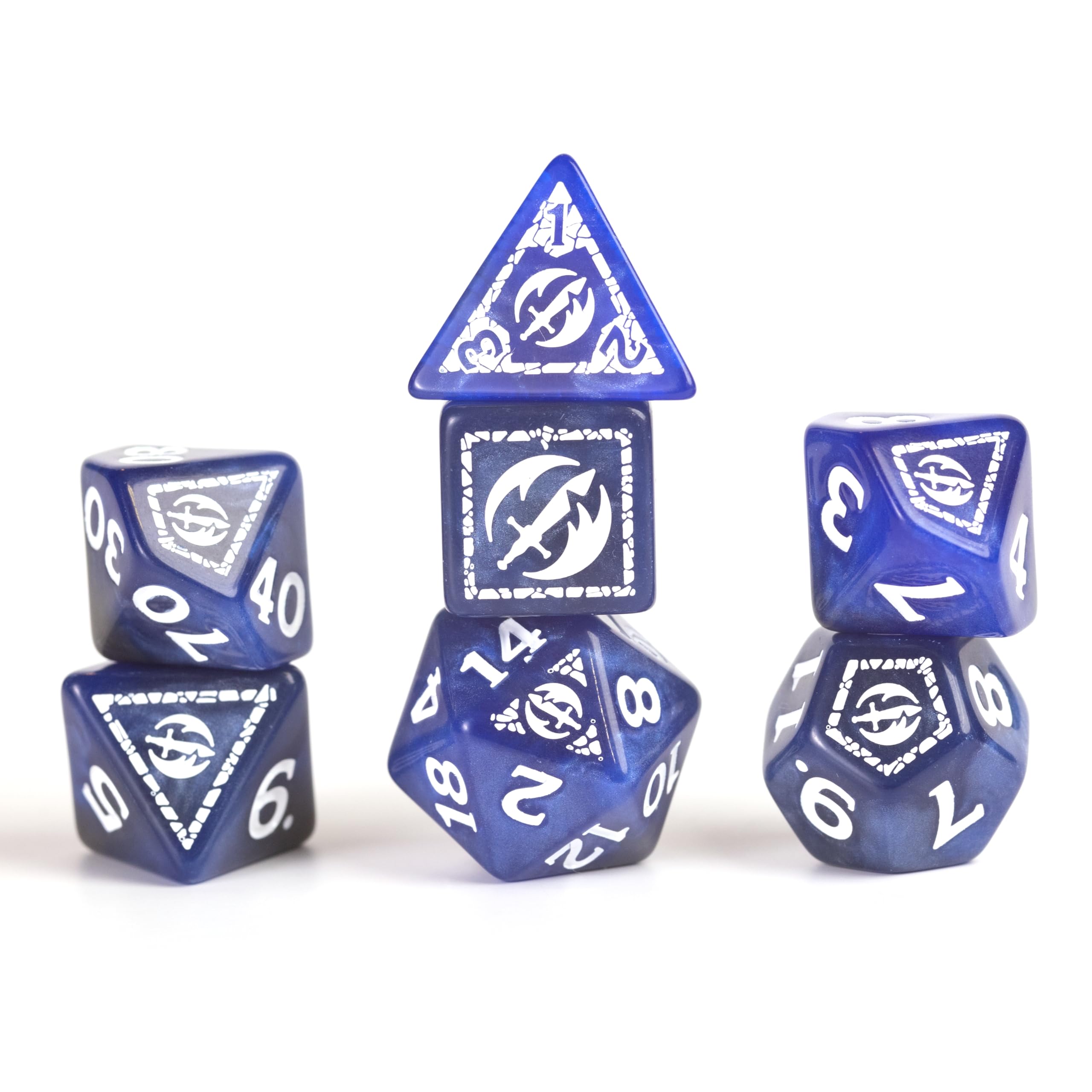 Sirius Dice D&D Adventure Dice Set - Fighter Class Blue Resin | 15 Pieces | 2024 Icons 3