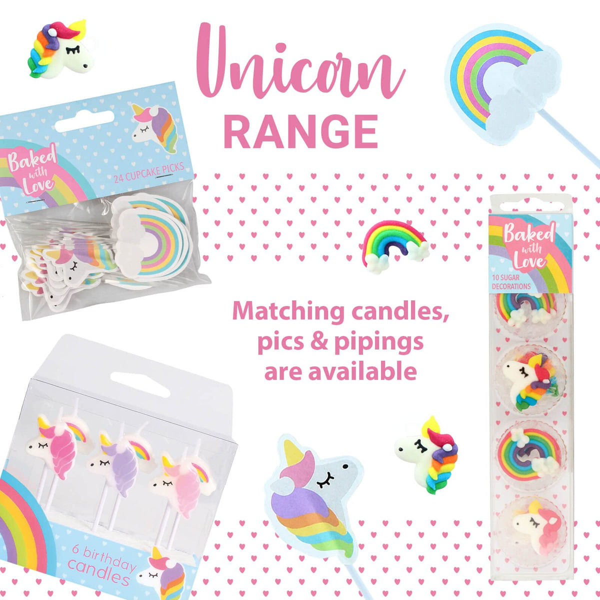 Baked with Love Unicorn Foil Lined Baking Cases - 25 Pack, 37mm