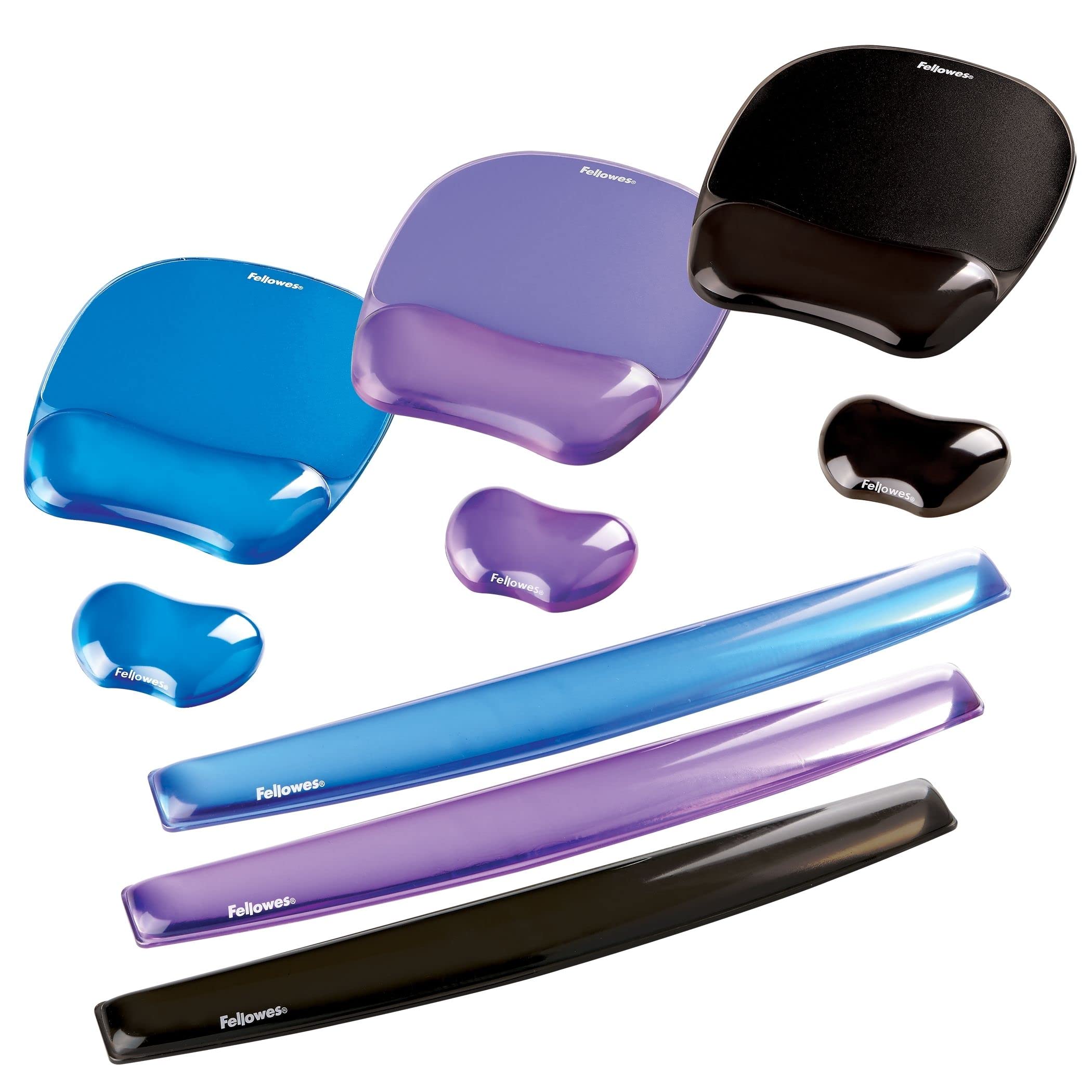 Fellowes Crystals Gel Mouse Mat Wrist Support - Ergonomic Comfort | Stain Resistant | Black 8