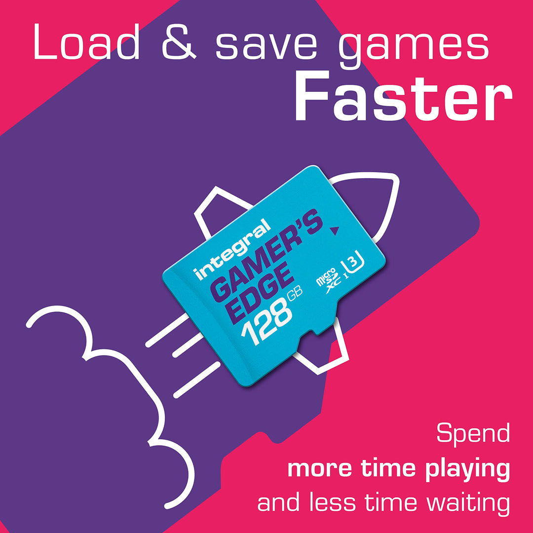 Integral 128GB Gamer's Edge Micro SD Card for Nintendo Switch, Switch Lite & Switch OLED - U3, 100MB/s Read, A1 App Performance