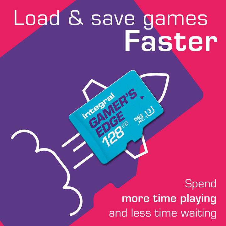 Integral 128GB Gamer's Edge Micro SD Card for Nintendo Switch, Switch Lite & Switch OLED - U3, 100MB/s Read, A1 App Performance