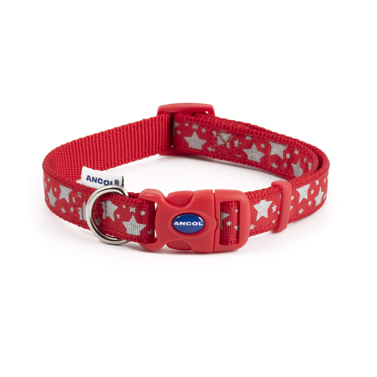Ancol Red Reflective Stars Adjustable Collar - 30-50cm