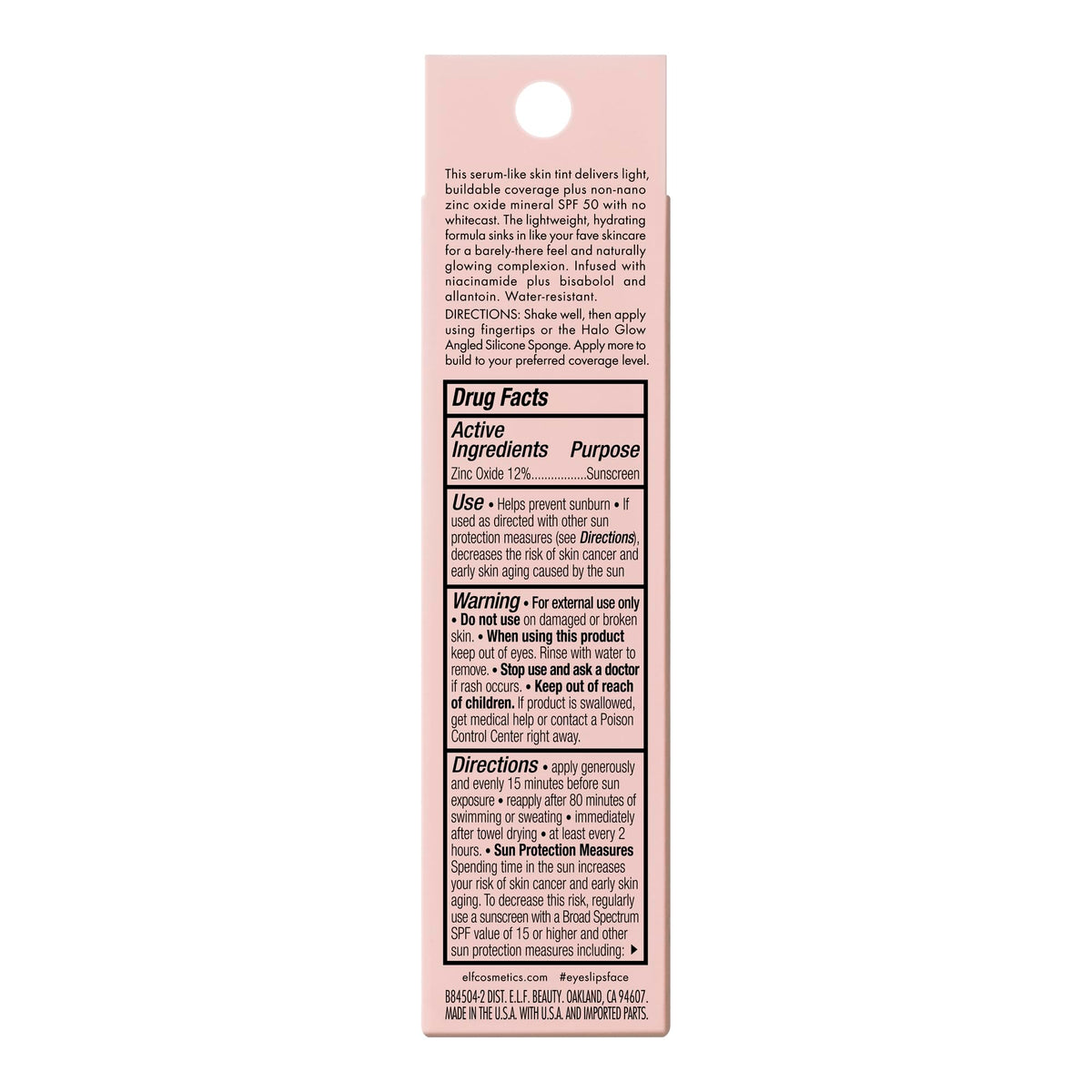 e.l.f. Halo Glow Skin Tint Tinted Moisturiser - SPF 50, 30 ml, 7 Medium Warm