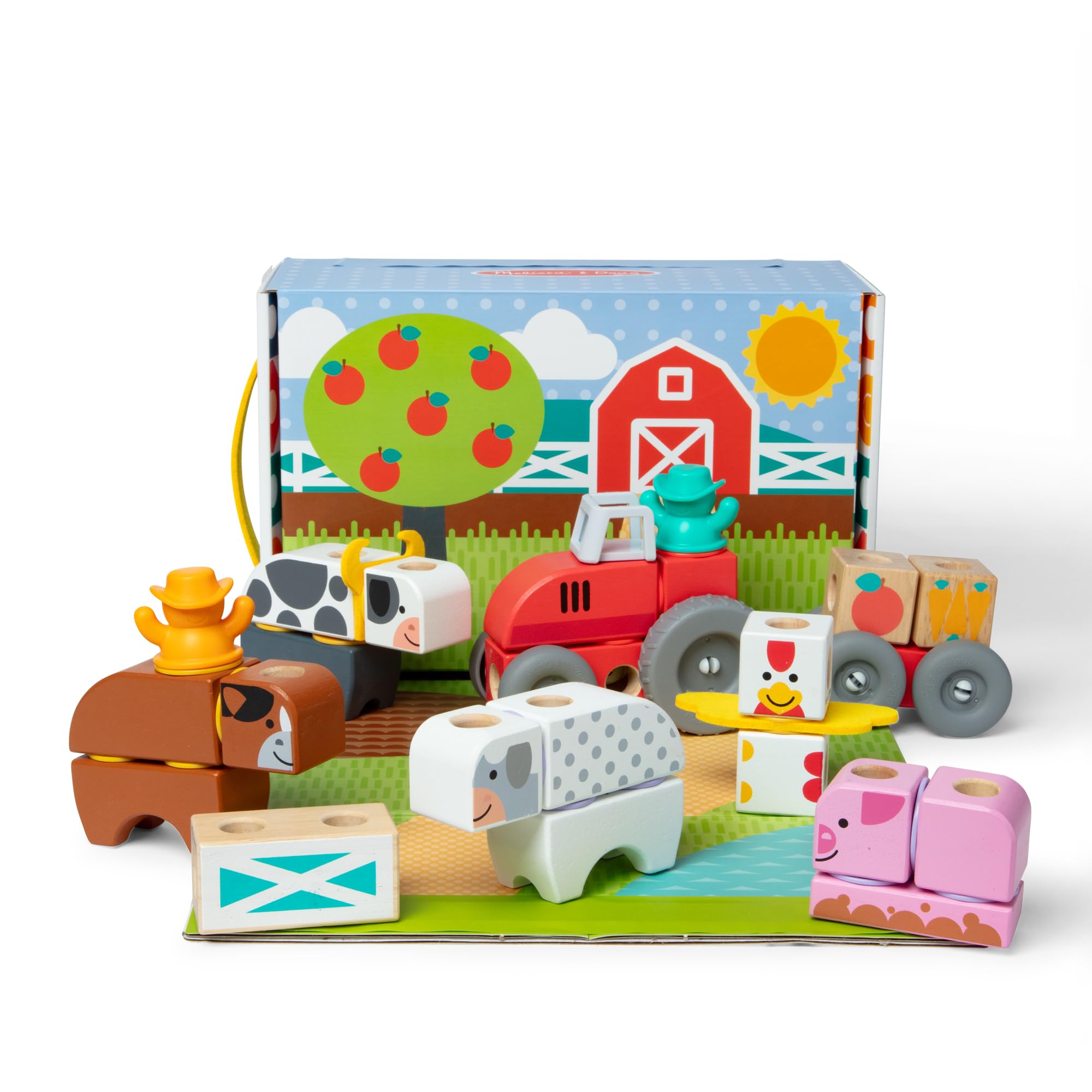 Melissa & Doug Blockables Farm Snap And Play Connectable Wooden Blocks Set for Ages 2+ 1