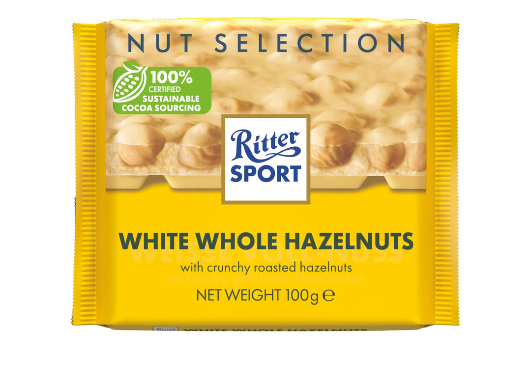 Ritter Sport Whole Hazelnuts White Chocolate Bar, 100g