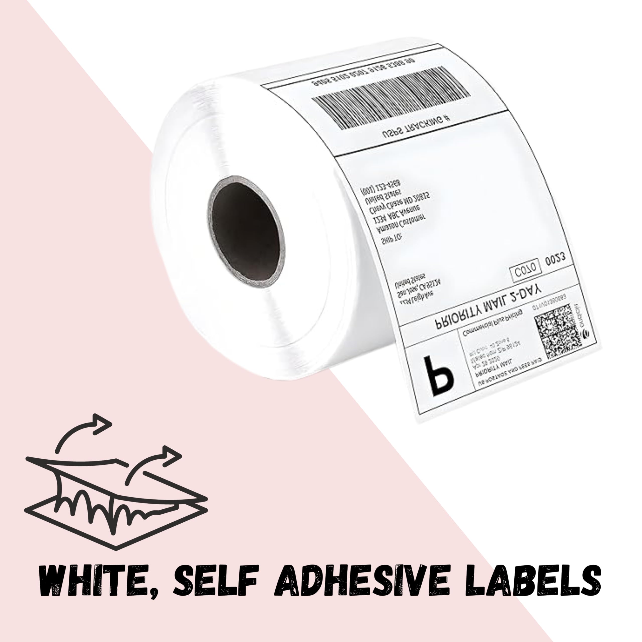 Deco Fleur Self-Adhesive Labels - 6x4 Inch Thermal Printer Labels | 500 Labels per Roll | White Papier