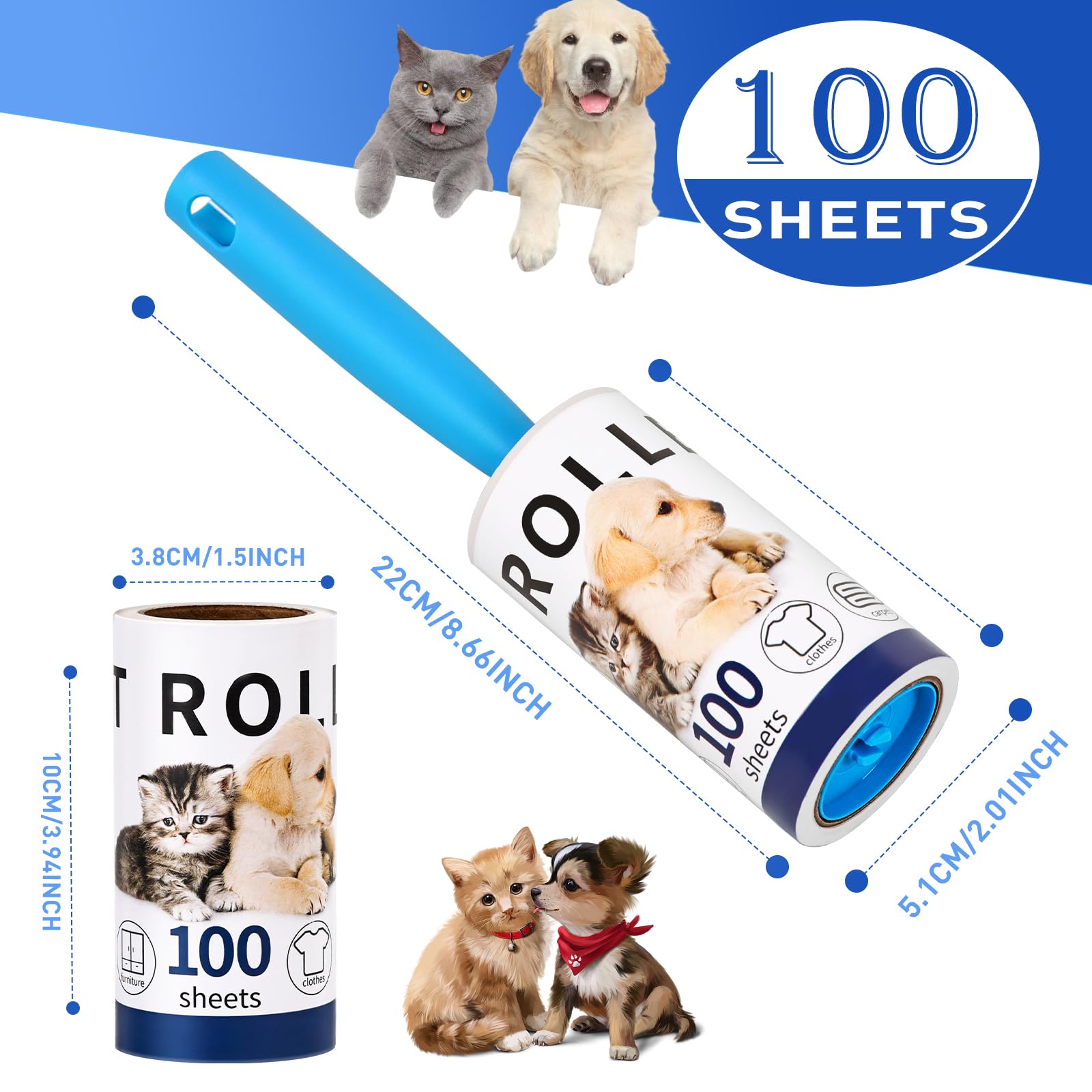Lychico Lint Rollers for Pet Hair Remover - 600 Sheets Mega Value Set | 3 Handles | White 3
