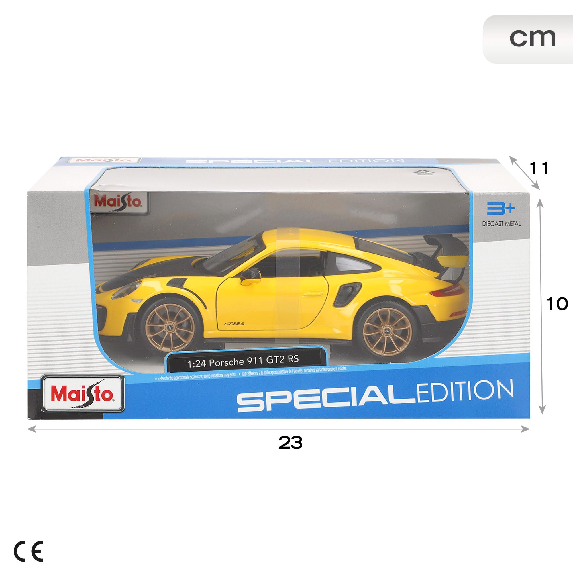 Maisto 1:24 Porsche 911 GT2 RS Diecast Model Car - Yellow and Black 21