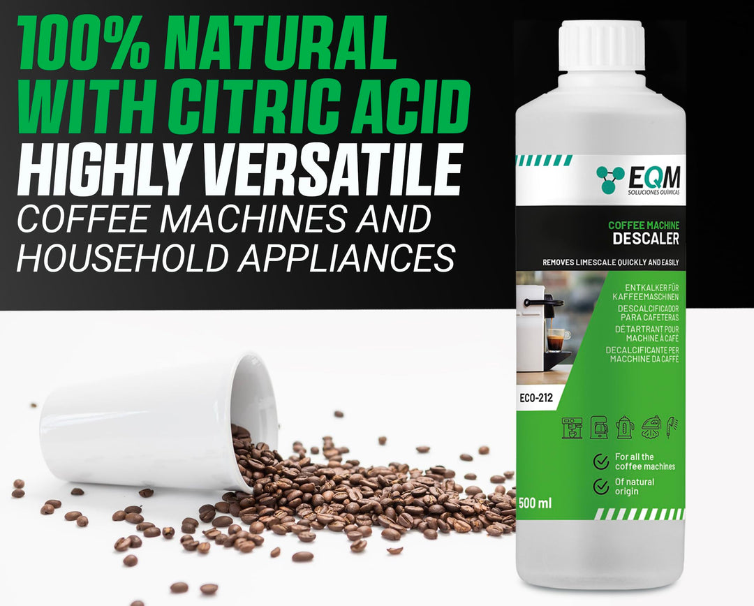EQM ECO-212 Coffee Machine Descaler - 500 ml - 100% Natural Origin with Citric Acid