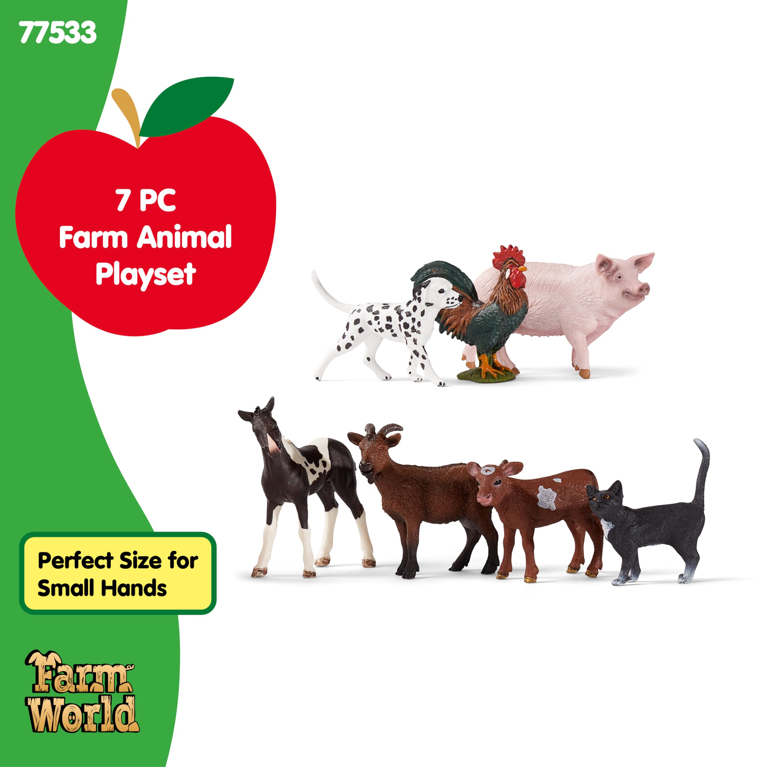 SCHLEICH Farm World - 7 PC Farm Animal Playset with Realistic Figurines for Kids 3+ 4